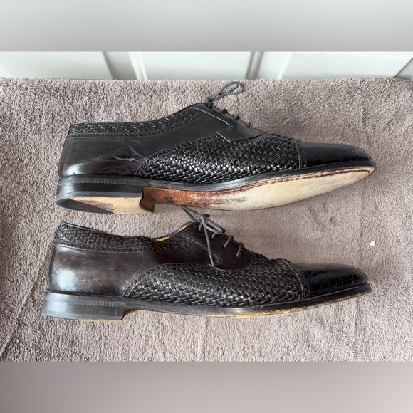 Mezlan vintage Italian genuine crocodile black derby shoes size 13 M - Picture 4 of 8